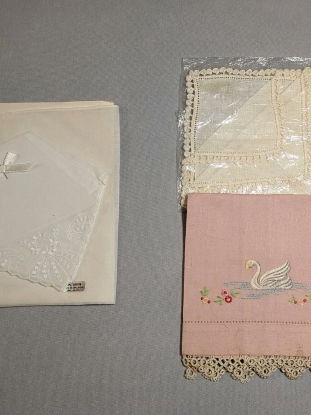 3 Vintage Ladies Fine Handkerchiefs Attic Find 1950s For Sewing Projects